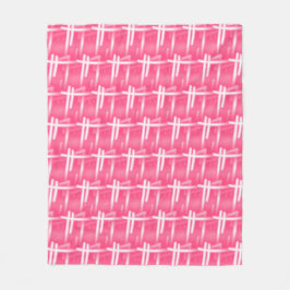 ピンク色の白いストローク フリースブランケット