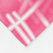 ピンク色の白いストローク フリースブランケット (角)