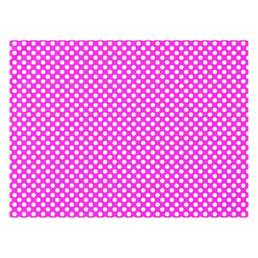 ピンク色の白いタイル模様の水玉模様 テーブルクロス (正面(横))