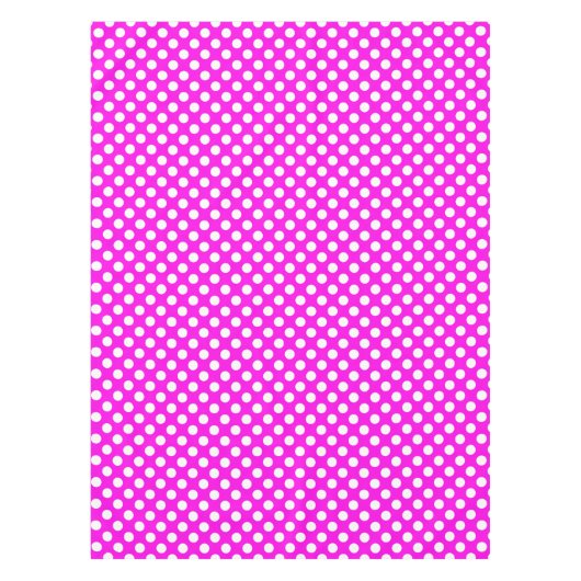 ピンク色の白いタイル模様の水玉模様 テーブルクロス (正面)