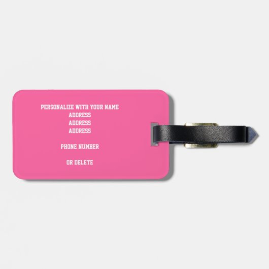 ピンク色の白いチームカラーのバスケパーソナライズされたット ラゲッジタグ (裏面横)