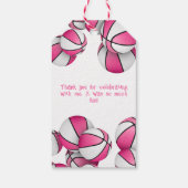 ピンク色の白いバスケットボールの女の子の誕生日パーティー ギフトタグ (裏面)