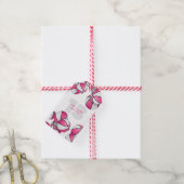 ピンク色の白いバスケットボールの女の子の誕生日パーティー ギフトタグ (より糸付き)