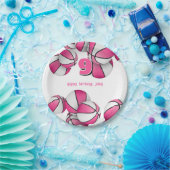 ピンク色の白いバスケットボールの女の子の誕生日パーティー ペーパープレート (パーティー)