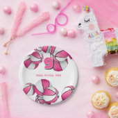 ピンク色の白いバスケットボールの女の子の誕生日パーティー ペーパープレート (パーティー)