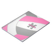 ピンク色の白いバレパーソナライズされたロガーリーボール ノートブック (左側)