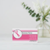ピンク色の白いフェードはさみ名刺 名刺 (スタンド正面)