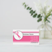ピンク色の白いフェードはさみ名刺 名刺 (スタンド正面)