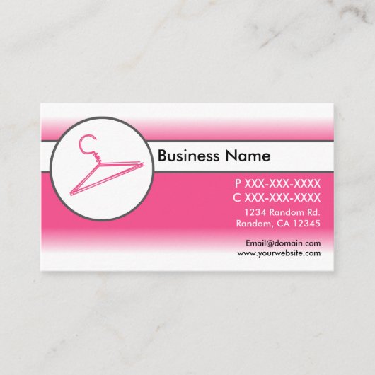 ピンク色の白いフェード服ハンガーの名刺 名刺 (正面)