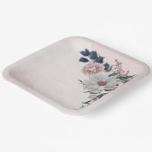 ピンク色の白いフローラの結婚緑 ペーパープレート (傾斜あり)