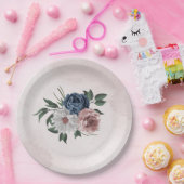 ピンク色の白いフローラの結婚緑 ペーパープレート (パーティー)