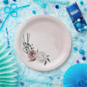 ピンク色の白いフローラの結婚緑 ペーパープレート (パーティー)