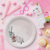 ピンク色の白いフローラの結婚緑 ペーパープレート (パーティー)