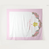 ピンク色の白いフローラ中国の結婚アーチの背景 タペストリー (正面(横))