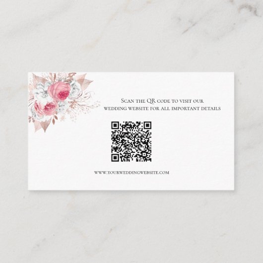 ピンク色の白いフローラ結婚の詳細エンクロージャカード エンクロージャーカード (裏面)