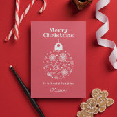 ピンク色の白いメリークリスマスのパーソナライズされた娘 シーズンカード