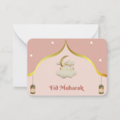 ピンク色の白いモダンイードムバラク ノートカード (正面)