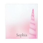 ピンク色の白いユニコーン ノートパッド (正面)