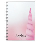 ピンク色の白いユニコーン ノートブック (正面)