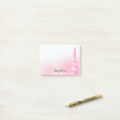 ピンク色の白いユニコーン ポストイット (デスク上)