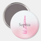 ピンク色の白いユニコーン マグネット (正面/裏面)