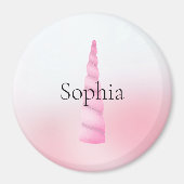 ピンク色の白いユニコーン マグネット (正面)