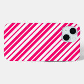 ピンク色の白い垂直ストライプパターンデザイン Case-Mate iPhoneケース (裏面 (横))