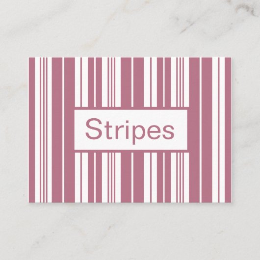 ピンク色の白い垂直ストライプ文字パターン 名刺 (正面)