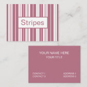 ピンク色の白い垂直ストライプ文字パターン 名刺 (正面/裏面)