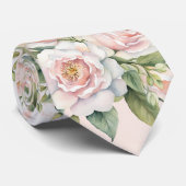 ピンク色の白い植物性のバラ結婚の花婿 ネクタイ (ロール)