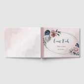 ピンク色の白い海軍の花は緑結婚色 ゲストブック (全面)