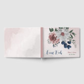 ピンク色の白い海軍の花は緑結婚色 ゲストブック (全面)