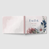 ピンク色の白い海軍の花は緑結婚色 ゲストブック (全面)
