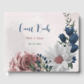 ピンク色の白い海軍の花は緑結婚色 ゲストブック (正面)