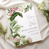 ピンク色の白い熱帯の蘭の花の保存日付 招待状