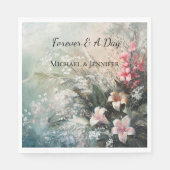 ピンク色の白い熱帯フローラ結婚ズ スタンダードランチョンナプキン (正面)