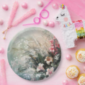 ピンク色の白い熱帯フローラ結婚ズ ペーパープレート (パーティー)