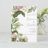 ピンク色の白い熱帯性のラン結婚キの花 招待状 (スタンド正面)