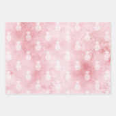 ピンク色の白い熱帯性パイナップル ラッピングペーパーシート (正面)