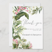 ピンク色の白い熱帯蘭の花ありがとう 招待状 (正面)