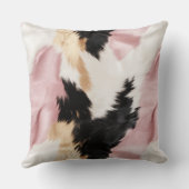 ピンク色の白い牛革 クッション (裏面)