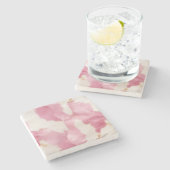 ピンク色の白い牛革 ストーンコースター (横)