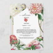 ピンク色の白い牡丹の花結婚の旅程 プログラム (正面)