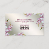ピンク色の白い素朴花エレガント 名刺 (裏面)