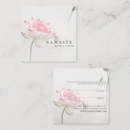 ©ピンク色の白い蓮ののホリスティック正常性の紹介 スクエア名刺 (正面/裏面)