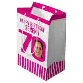 ピンク色の白い誕生日抱き枕 ミディアムペーパーバッグ (裏面アングル)