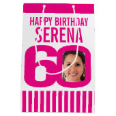 ピンク色の白い誕生日抱き枕 ミディアムペーパーバッグ (裏面)