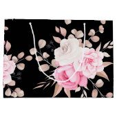 ピンク色の白い赤いフローラ ラージペーパーバッグ (裏面)