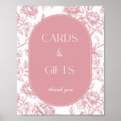 ピンク色の白い陳腐なカードとギフトサイン ポスター (正面)