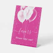 ピンク色の白い風船の誕生日のゲストのパーティーの好意 台座サイン (正面)